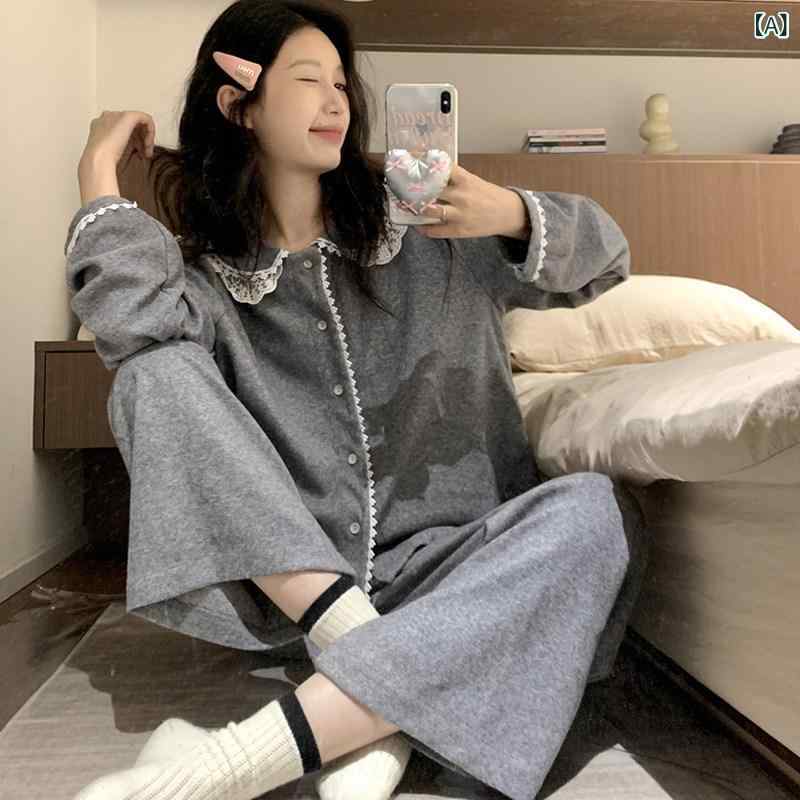 レディース　パジャマ　スウェット　上下 グレーの パジャマ 女性 春秋 2025 秋冬 薄手 ベルベットの 高級 シンプル アウターウェア 長袖 ホーム 服 スーツ