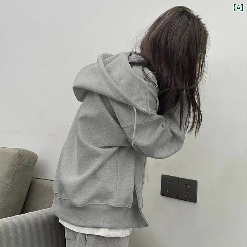 パーカー　フード付き　ニット Jimo ベルベット トレーナー ジャケット レディース...