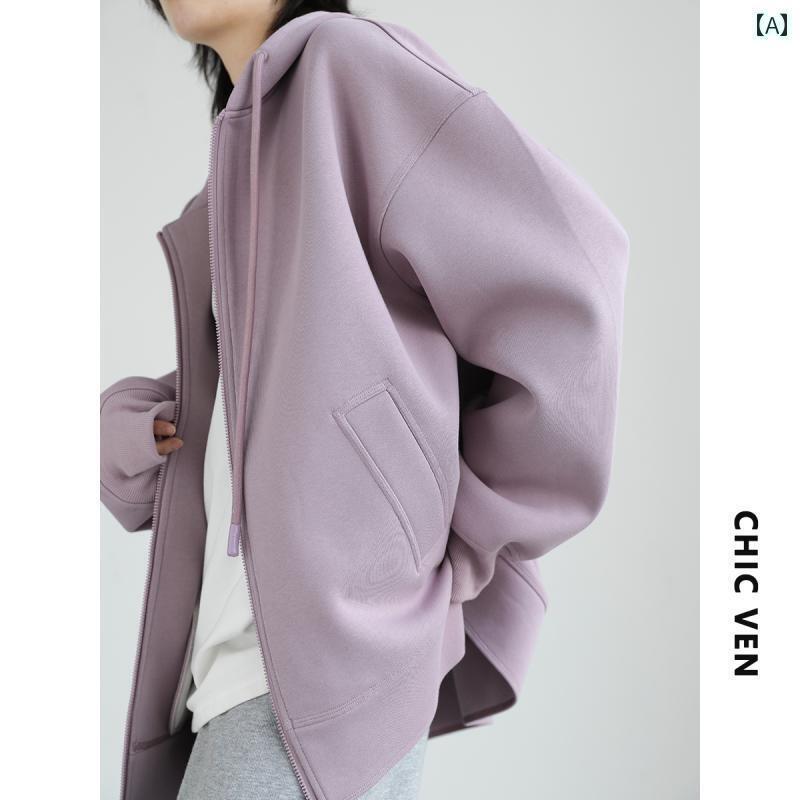パーカー　フード付き　ニット CHICVEN Unrestrained Self ヘビー クラフト カジュアル フード付き プロ ファイル セーター カーディガン ジャケット ミドル 丈