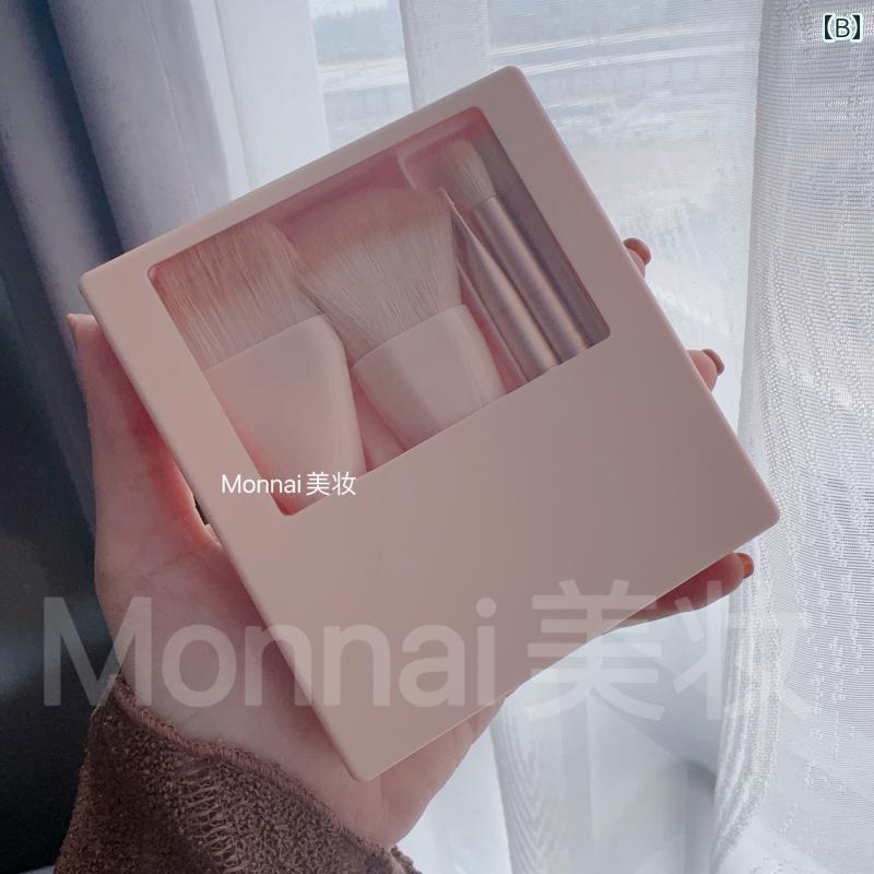 メイク　道具　セット　 旅行用 メイクブラシセット ミラー 収納 付き 柔らかい 毛 ルースパウダー ブラッシュ ブラシ アイアイ シャドウブラシ ポータブル 小型 ミニ s-share-global-10537179 サポートシェアグローバル サンプル画像2