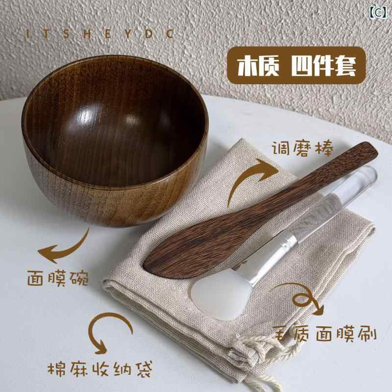 メイク　道具　セット　 の SPA 木製 スキン ケア ツール セット マスク ボウル シリコン ブラシ アロマセラピー センター DIY ホーム ビューティーサロン