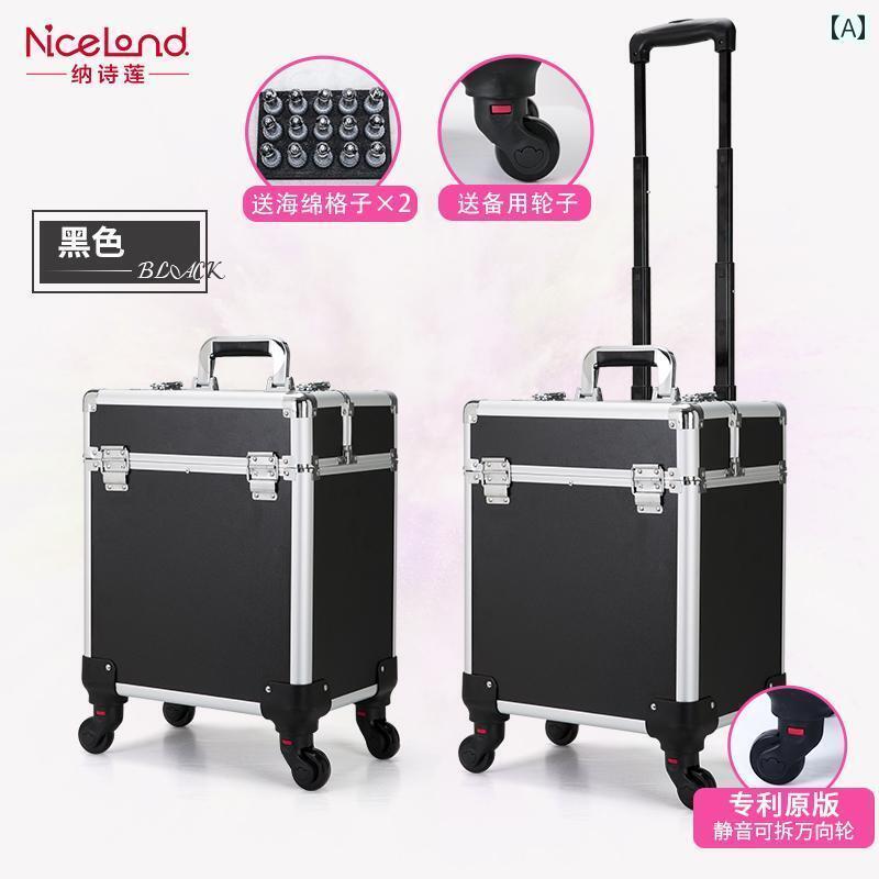 メイク　道具　セット　 メイクアップアーティストの トロリー 付き プロ メイクアップ ケース ポータ..