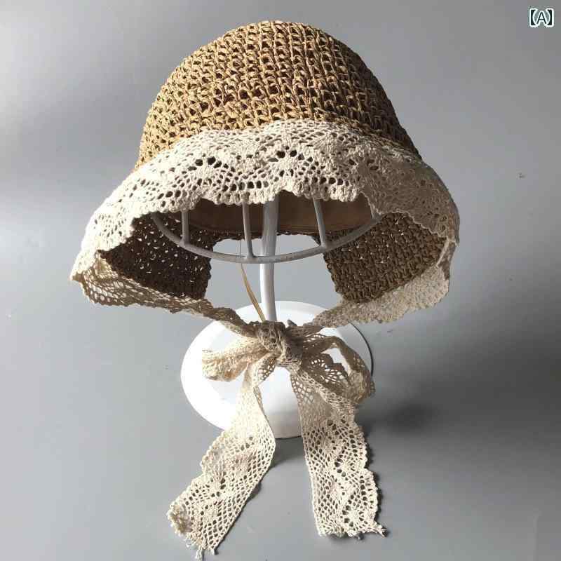 帽子　うさぎ耳　かわいい 子供の 麦わら 帽子の 女の子 夏の ビーチの 日焼け防止の 赤ちゃんの 風の かつらの 旅行の 帽子