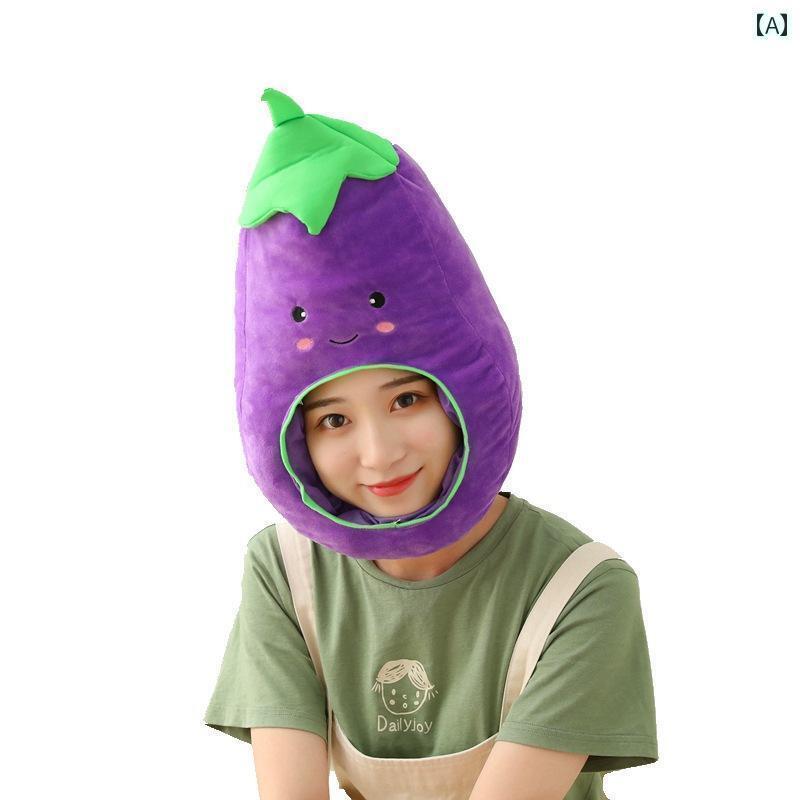 帽子 うさぎ耳 かわいい かわいい おもしろ 野菜と 果物の ヘッド ギア 帽子 ナス パイナップル イチゴ 桃 ドレス ネット 写真 小道具
