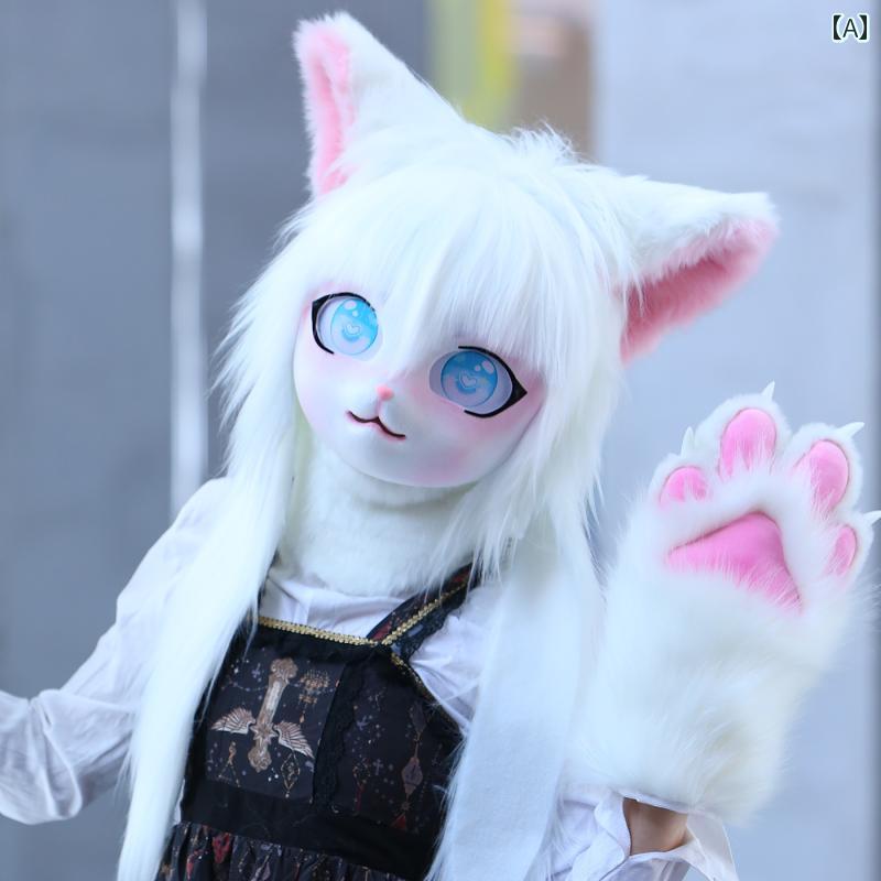 帽子　うさぎ耳　かわいい スポット 動物 ヘッド キグ シリーズ かわいい コスチューム マスク ぬいぐ..