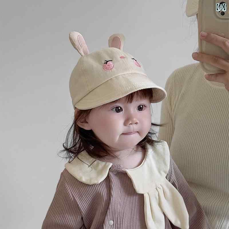 帽子　うさぎ耳　かわいい ベビー 帽子 春と 夏 スタイル ダックビル キャップ かわいい 野球帽 幼児用 つばの 大きい サンハット 韓国