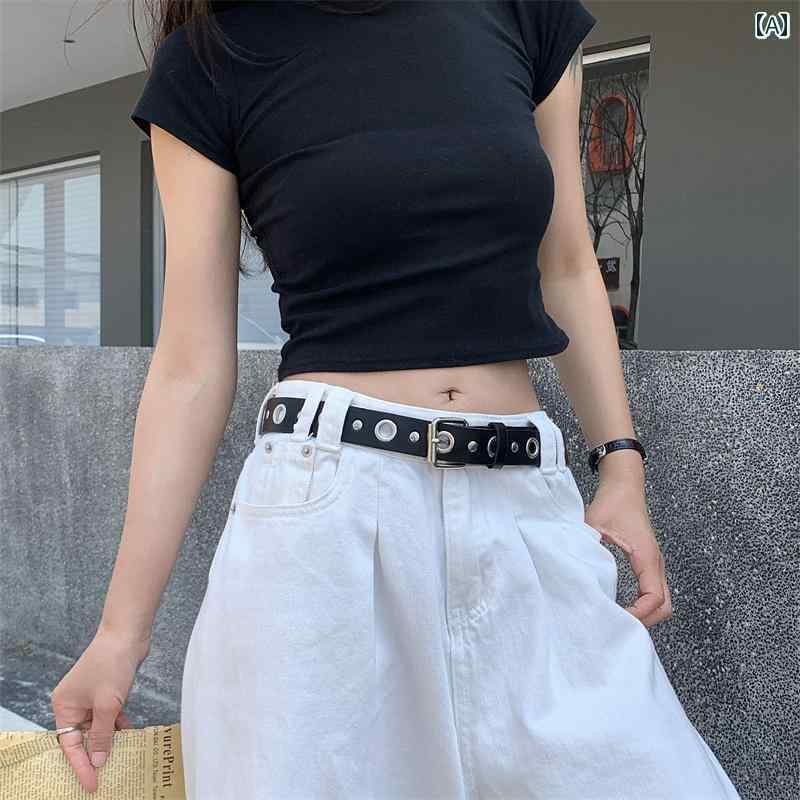 レディース　ベルト　カジュアル フル ホール ベルト レディース 2025 アメリカン パンク ダブルブレス..