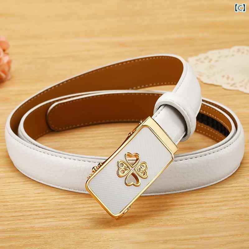 レディース　ベルト　カジュアル ベルト レディース 自動 バックル レザー 細い レッド ビジネス カジュアル 装飾 ジーンズ 付き レディースベルト