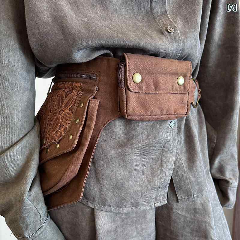 レディース　ベルト　カジュアル 2025年 アメリカン レトロ ベルト エスニック ウエスト バッグ 女性 ..