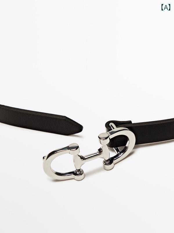 レディース　ベルト　カジュアル Massinno レディースファッション ベルト 2024新 レトロ ブラック ダ..