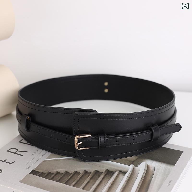 レディース ベルト カジュアル aikaで エレガントな 幅 広 ベルト レディース 革 コルセット ガードル 取り外し 可能 兼用 女性