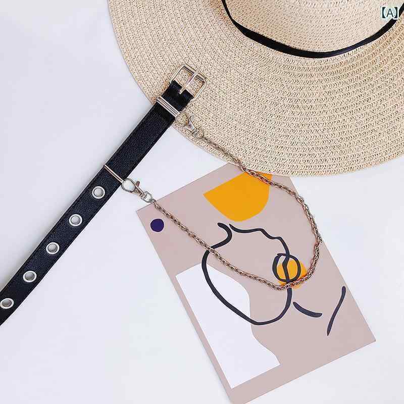 レディース　ベルト　カジュアル スカート 付き 女性用 ベルト 韓国 ブラックメタル ウエスト チェーン ヒップ ホップ ファッション レトロ イン クールスーツ