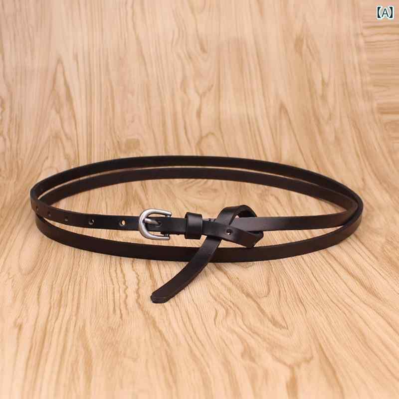 レディース　ベルト　カジュアル 革 レディースベルト 2つの 円の 細い ベルト な 韓国 結び目の 二 重..