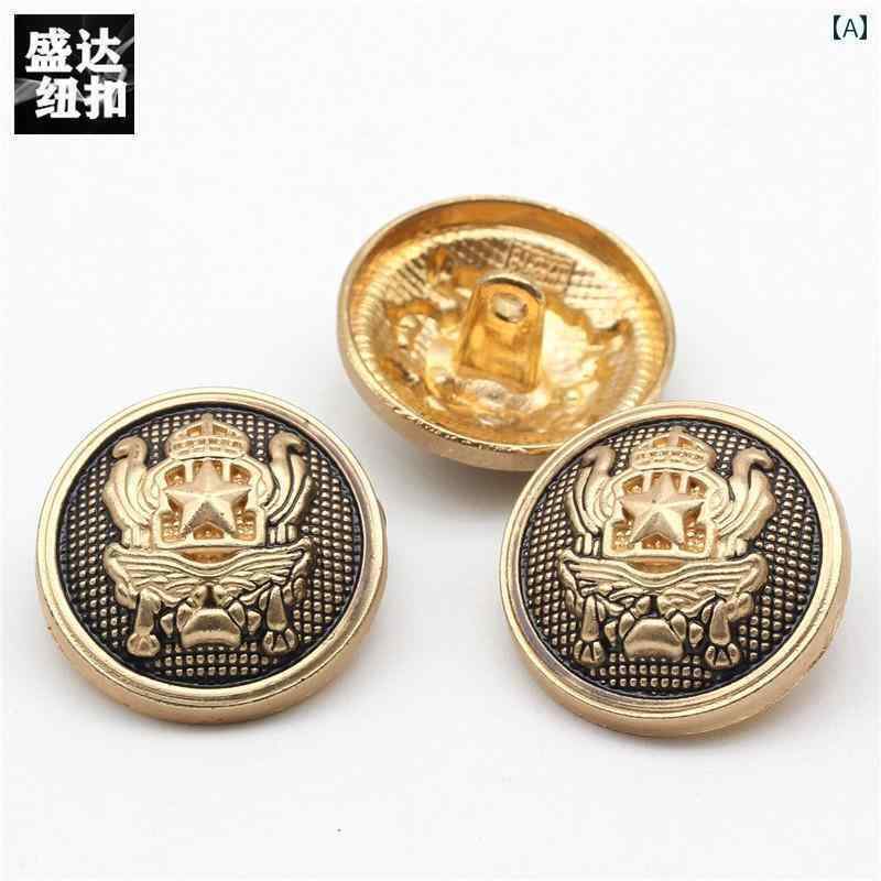 ボタン　カジュアル　アクセサリー の 英国 金属製 コート ボタン メンズ レディース ウール カジュアル スーツ 丸い ウィンドブレーカー