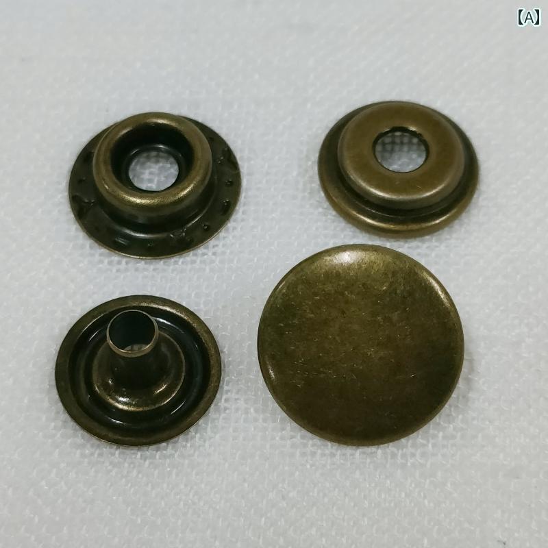 ボタン　カジュアル　アクセサリー ユニバーサル 隠し ボタン 縫製なし 201型 金属 4 服 作業着 プレス 母子