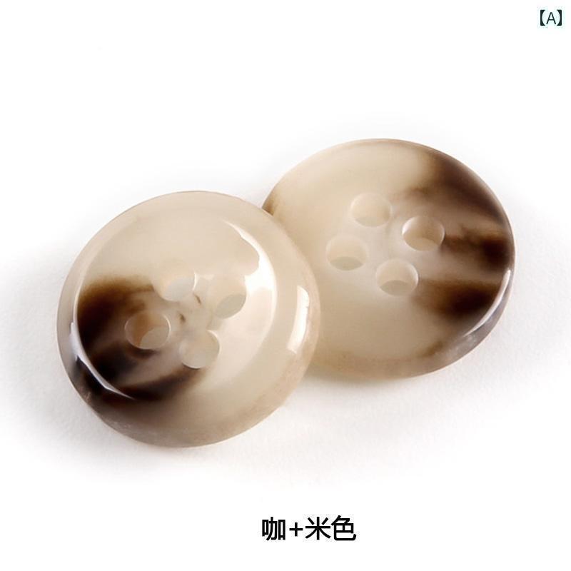 ボタン　カジュアル　アクセサリー 樹脂 スティック フラワーシャツ ボタン パターン ブラウンシャツ ..