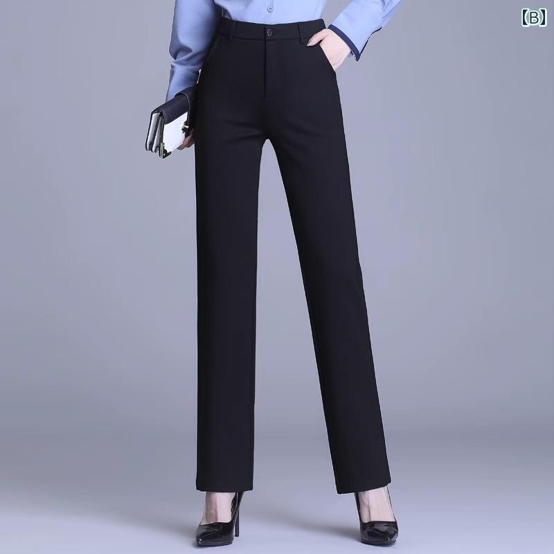 サポートシェアグローバルのボタン　ラウンド　アクセサリー ブラック ストレート パンツ レディース 2025 春秋 ウートン プロ ワーク スーツ レディースカジュアル 薄手｜アングル2