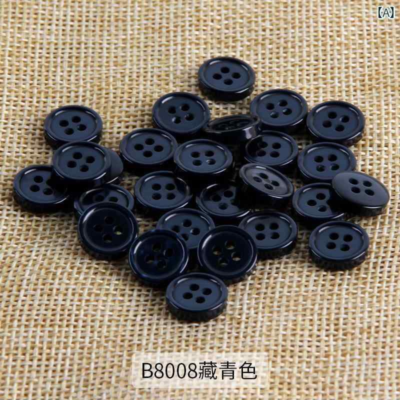 ボタン　ラウンド　アクセサリー の 樹脂製 ホワイトパール シャツ ボタン ネイビーブルー カジュアル 薄 エッジ POLO