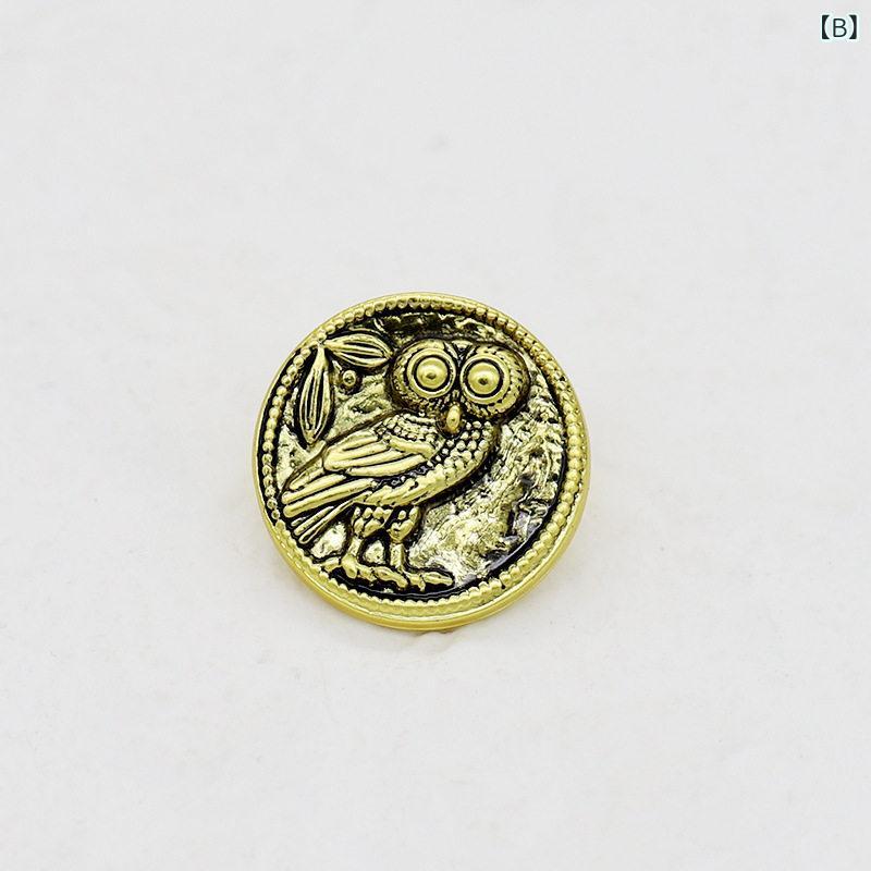 サポートシェアグローバルのボタン　ラウンド　アクセサリー メンズ レディースの フクロウの 金属 ボタン 白い シャツ カジュアル ポロシャツ 襟の バックル カーディガンの｜アングル2