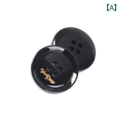 ボタン　ラウンド　アクセサリー 高級 樹脂 ボタン 黒 柄 四つ 穴 メンズカジュアル スーツ コート ウ..