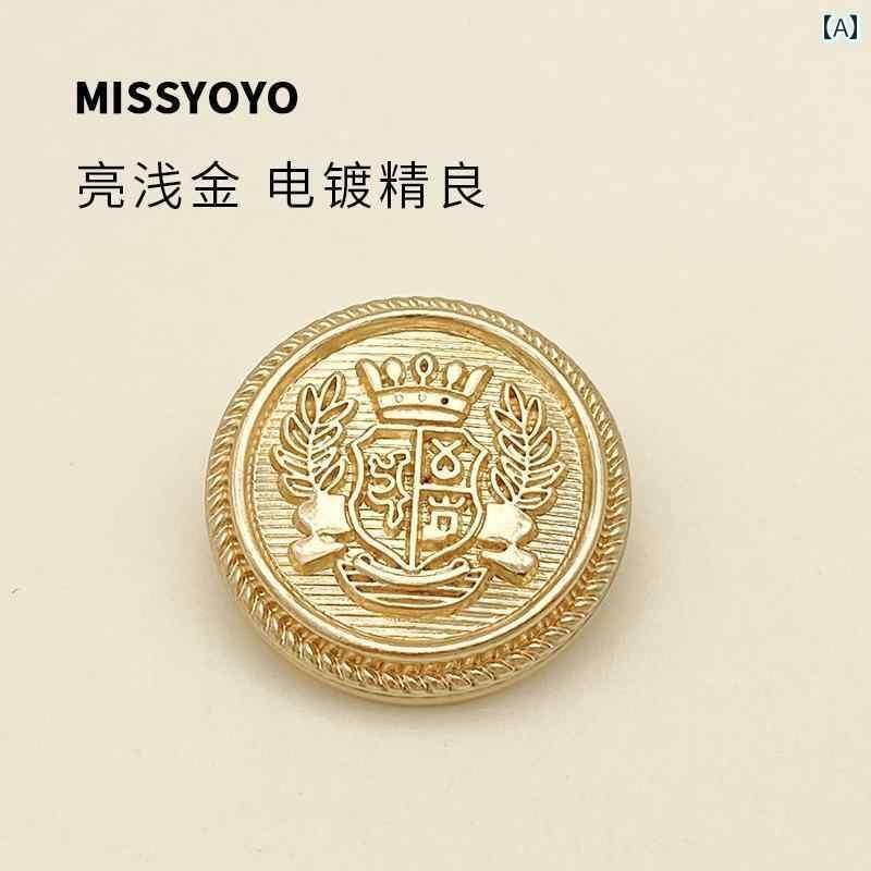 ボタン　ラウンド　アクセサリー 高級 衣料 品 ジャケット スーツ 制服 ボタン 丸型 ゴールドトップ コ..