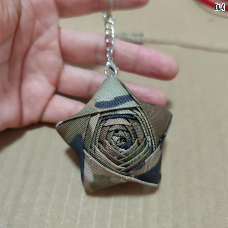 キーホルダー　アクセサリー　メタル ミリタリー 専用 迷彩 キーホルダー ファブリック スター 装飾品 ..