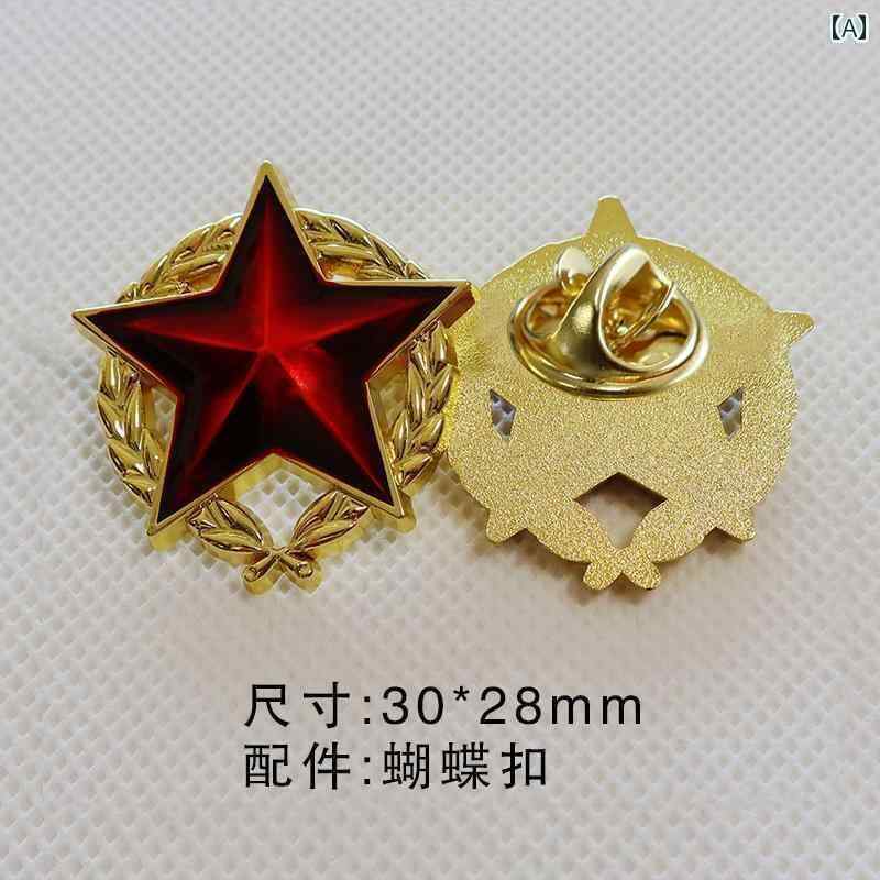 キーホルダー　アクセサリー　メタル ノスタルジックな 赤い 五芒星 バッジ 金属製 胸 帽子 ブローチ ..
