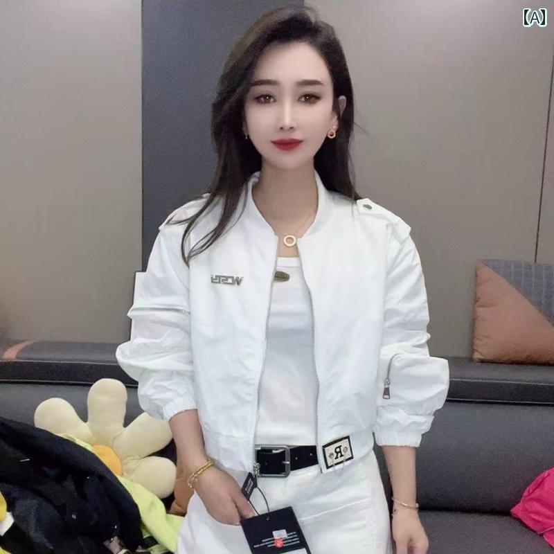 フリース　トップス　ジッパー 女性用 ウエスタン ショート ジャケット スタイル 長袖 スタンドカラー ..