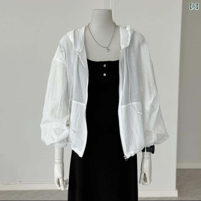 ジッパー　ジャケット　カジュアル 日焼け防止 服 薄手 ジャケット ゆったり スタンドカラー 2025 夏 ..