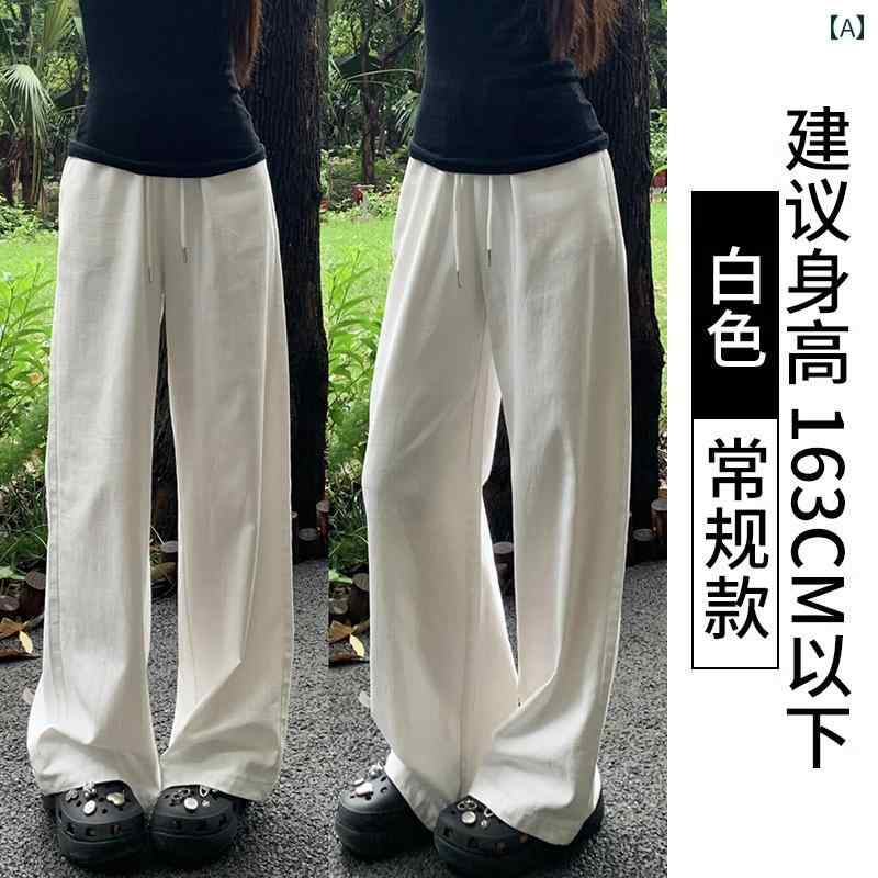 ワイド　パンツ　ボトムス 女性用 ホワイト ワイド レッグ パンツ 春夏 薄手 ハイウエスト スリム ドレ..