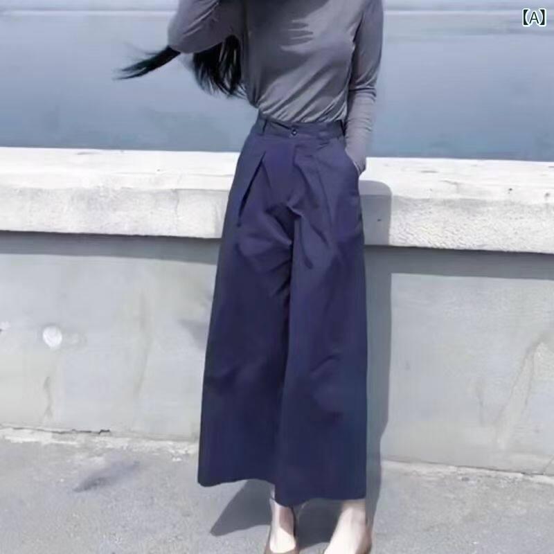 ワイド　パンツ　ボトムス 春夏の 小さめの 綿 ワイド レッグ パンツ レディース ハイウエスト スリム ゆったり レトロ カジュアル コーヒー カラー 九分丈 s-share-global-10976205 サポートシェアグローバル パッケージ画像