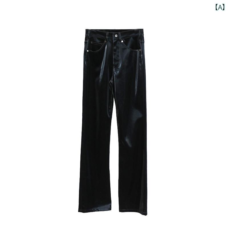 ボトムス　レディース　スリム AW 20 フラッシュ リキッド ディスコ レザー パンツ スカイ レルム ライ..