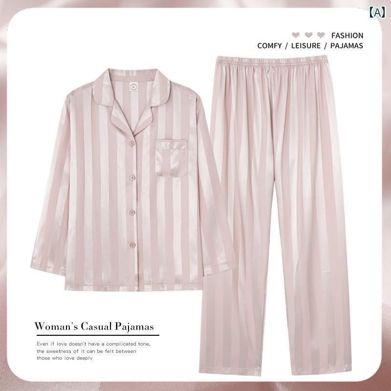 ストライプ　パジャマ　スウェット 志 涛 鳥 パジャマ カップル メンズ 春秋 スタイル 冷感 夏 ホーム ..