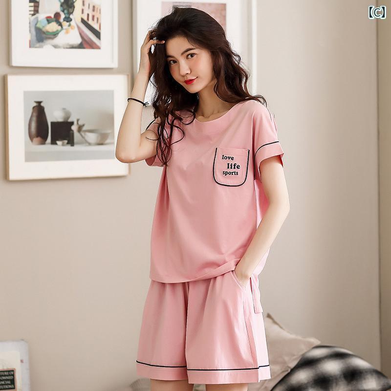 半袖　半ズボン　パジャマ 女性用 パジャマ 2025夏用 綿 半袖 ショート パンツ 夏用 ホームウェア レディース スーツ 外で 着用 可能