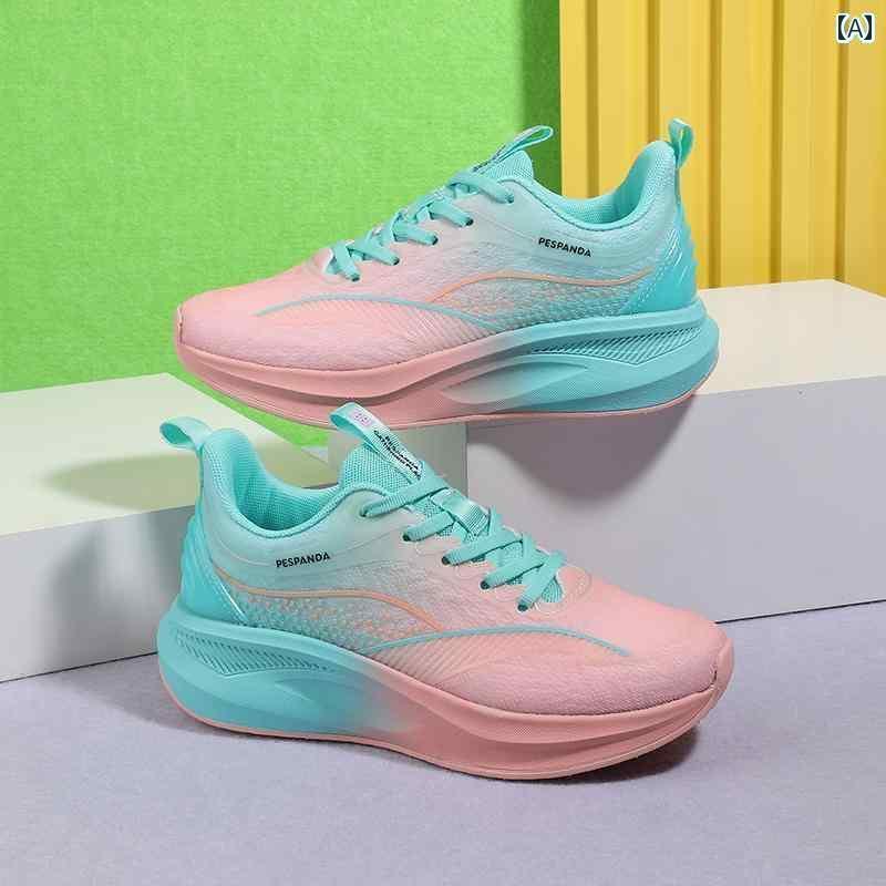 ランニング　シューズ　カジュアル 夏用の 女性用 プロ ランニング シューズ 通気性 軽量 ソフト ソー..