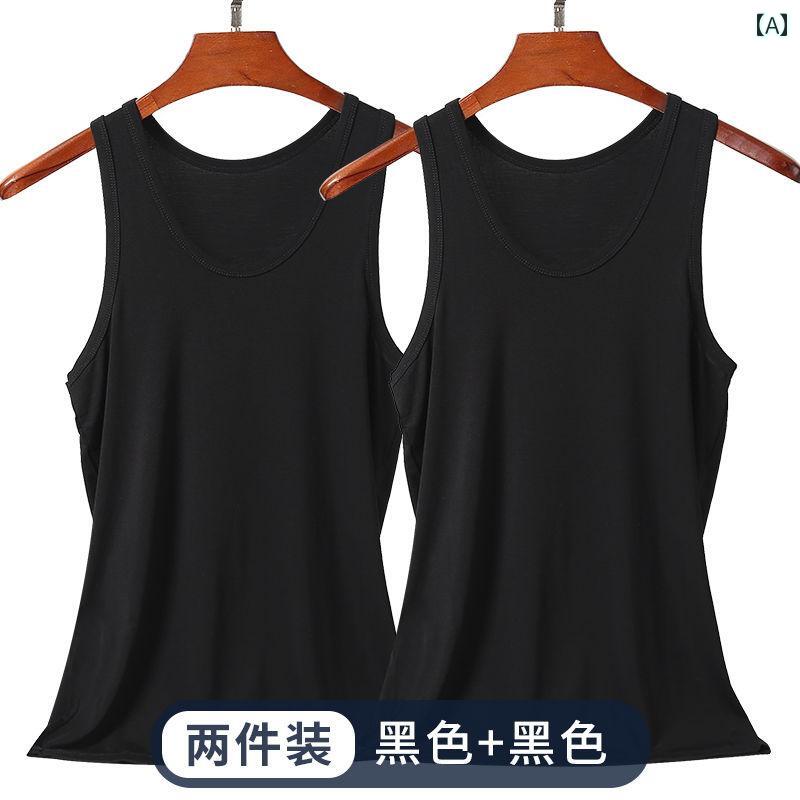 レディース　タンクトップ　ノースリーブ ベスト メンズ モーダル コットン 大きめ サイズ 薄型 スリン..