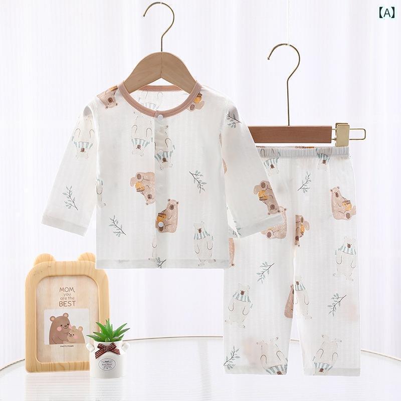 赤ちゃん　パジャマ　ベビー服 ベビー 夏 薄手 スーツ スプリット 服 幼児 男の子 女の子 長袖 1歳 綿 ..