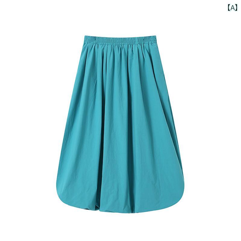 レディース　スカート　ハイウエスト ケミカル ガール カラー パーティー 夏用 ウエスト ゴム 花 蕾 スカート レディース ハイウエスト スリム ロング