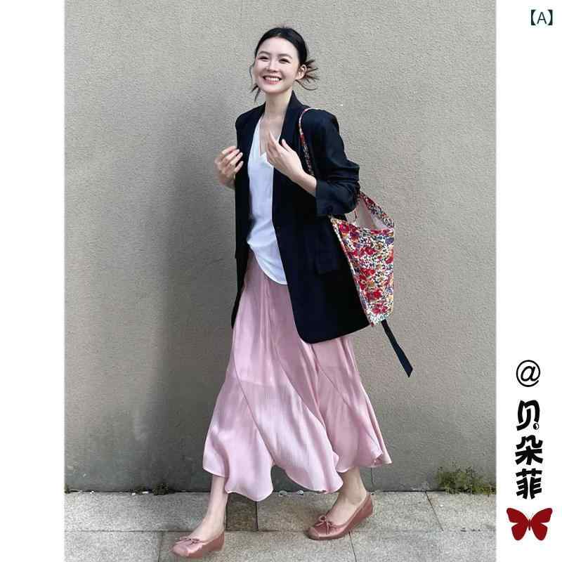 レディース　スカート　ハイウエスト 女性用 イレギュラー アセテート サテンスカート 2025 春 ハイウエスト スリム aライン スカート フィッシュ テール ヒップ