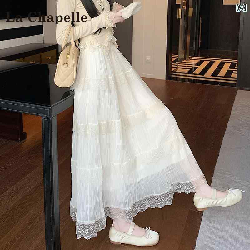レディース　スカート　ハイウエスト ラシャペル ホワイト レース ティアードスカート レディース 夏 2025 ハイウエスト a ライン ミデ..