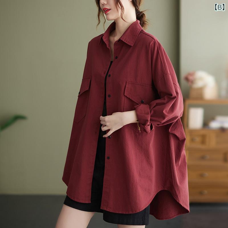 レディース　コート　ジャケット レトロ ゆったり 長袖 シャツ スタイリッシュな 高級 2025 春夏 大きいサイズ MM スリムトップス レディース