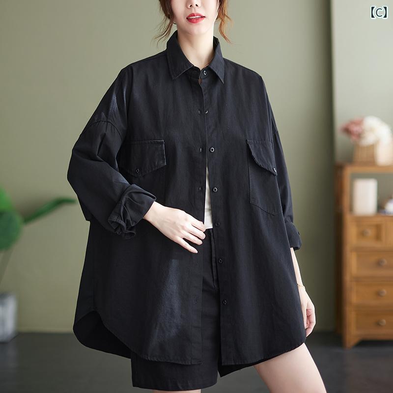 レディース　コート　ジャケット レトロ ゆったり 長袖 シャツ スタイリッシュな 高級 2025 春夏 大きいサイズ MM スリムトップス レディース