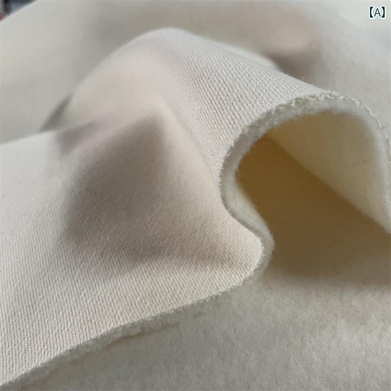 布　生地　無地　 冬用 厚手 ベージュの 乳 白色の フリースと ベルベットの 綿 ニット 生地 暖かい 綿の セーターの スポーツウェア