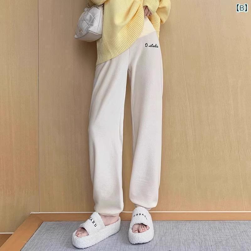 パンツ　スウェット　妊婦 妊婦用 パジャマ 冬 裏起毛 厚手 パンツ 春秋 アウターウェア フリース 暖かい 綿 ホーム 春服