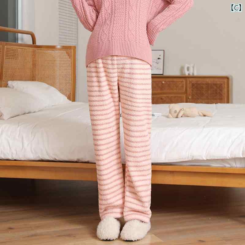 パンツ　スウェット　妊婦 妊婦用 パジャマ 冬 裏起毛 厚手 暖かい パンツは お腹を 締め付ける こと なく 秋冬に 外で 着用 できます。 コーラル フリース 妊娠 ホーム パンツ