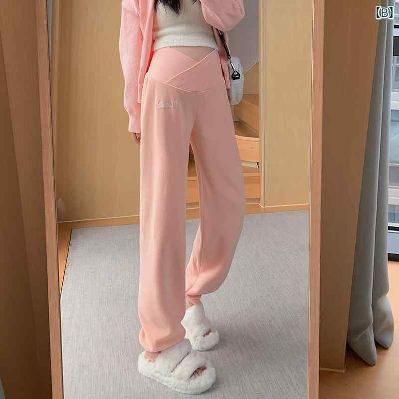 レディース　パンツ　スウェット　 妊婦用 パジャマ 秋冬 裏起毛 厚手 暖かい パンツ 腹 サポート コーラル フリース 妊娠 ホーム