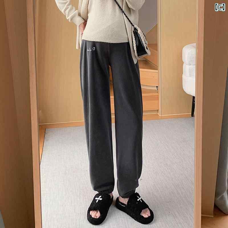 レディース　パンツ　スウェット　 妊婦用 パジャマ 秋冬 裏起毛 厚手 暖かい パンツ 腹 サポート コーラル フリース 妊娠 ホーム
