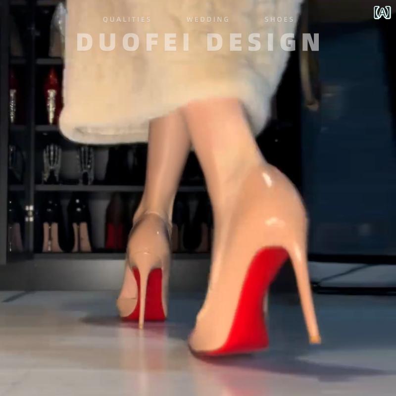 レディース　ヒール　シューズ 女性用 ヌード ハイヒール 春秋 2025 スティレット ヒール パテントレザ..