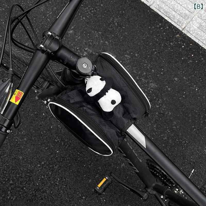 自転車 ホルダー バッグ マウンテンバイク 自転車 フロント ハンギング バッグ ライディング ビーム イチゴ クマ 人形 装飾 収納