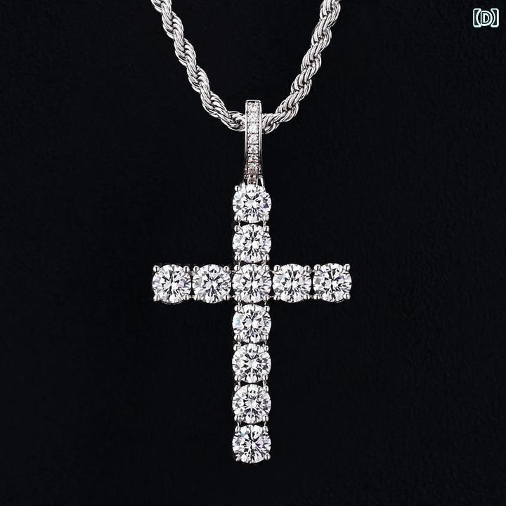 サポートシェアグローバルのネックレス　十字架　クロス ICE BLING ラインストーン ソリッド クロス ネックレス メンズ レディースの ヒップ ホップ ファッション ジルコン ペンダント ジュエリー｜アングル3